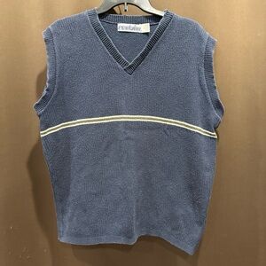 Reclaim V-Neck Sweater Vest, Navy olive & white, 90’s Vintage,  USA MADE, Size M